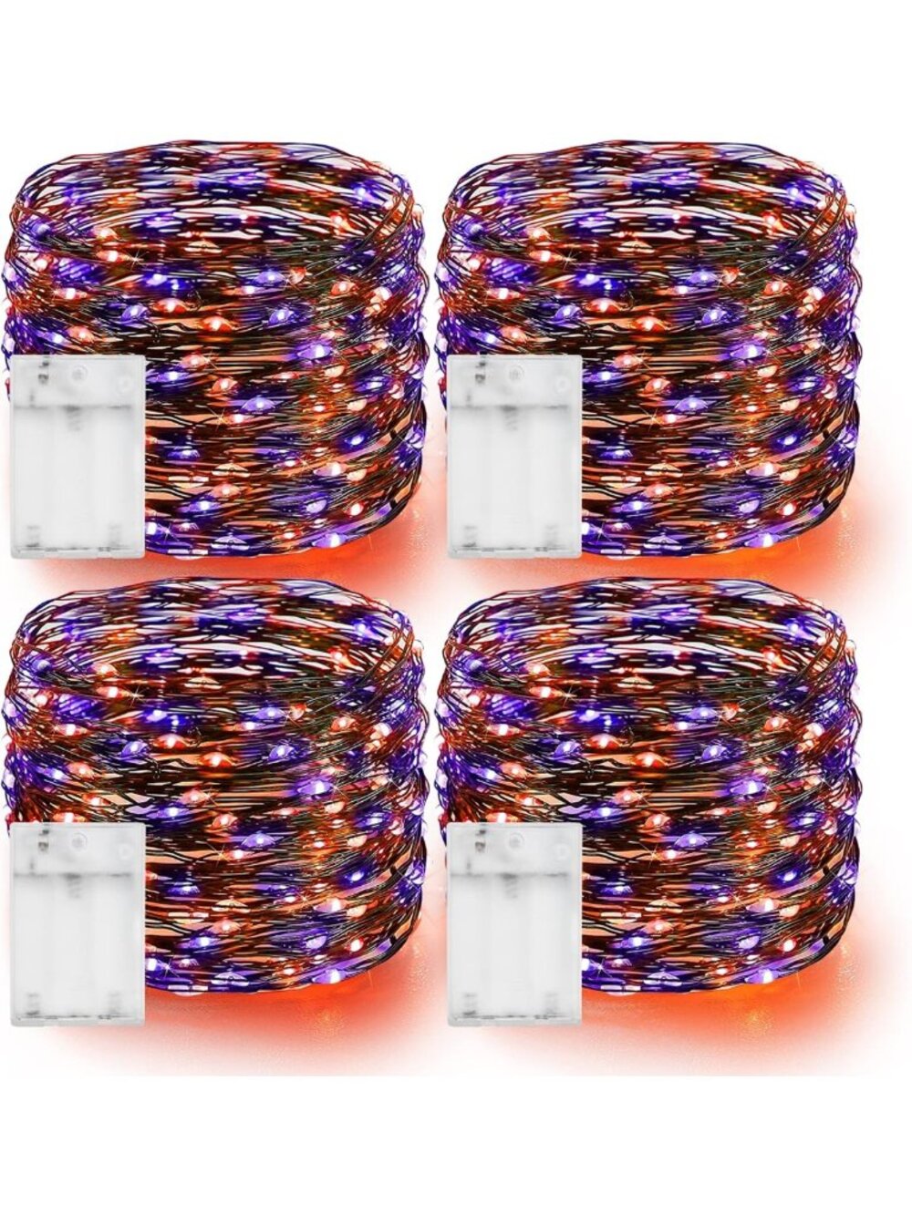 Bright Purple & Orange Halloween Fairy String Lights - 80FT, 240LED, Battery